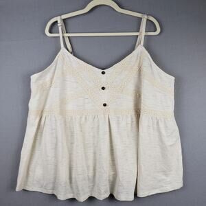 Thread & Clover Plus Size 2X Babydoll Tank Cream Crochet Lace Ethereal Angelcore